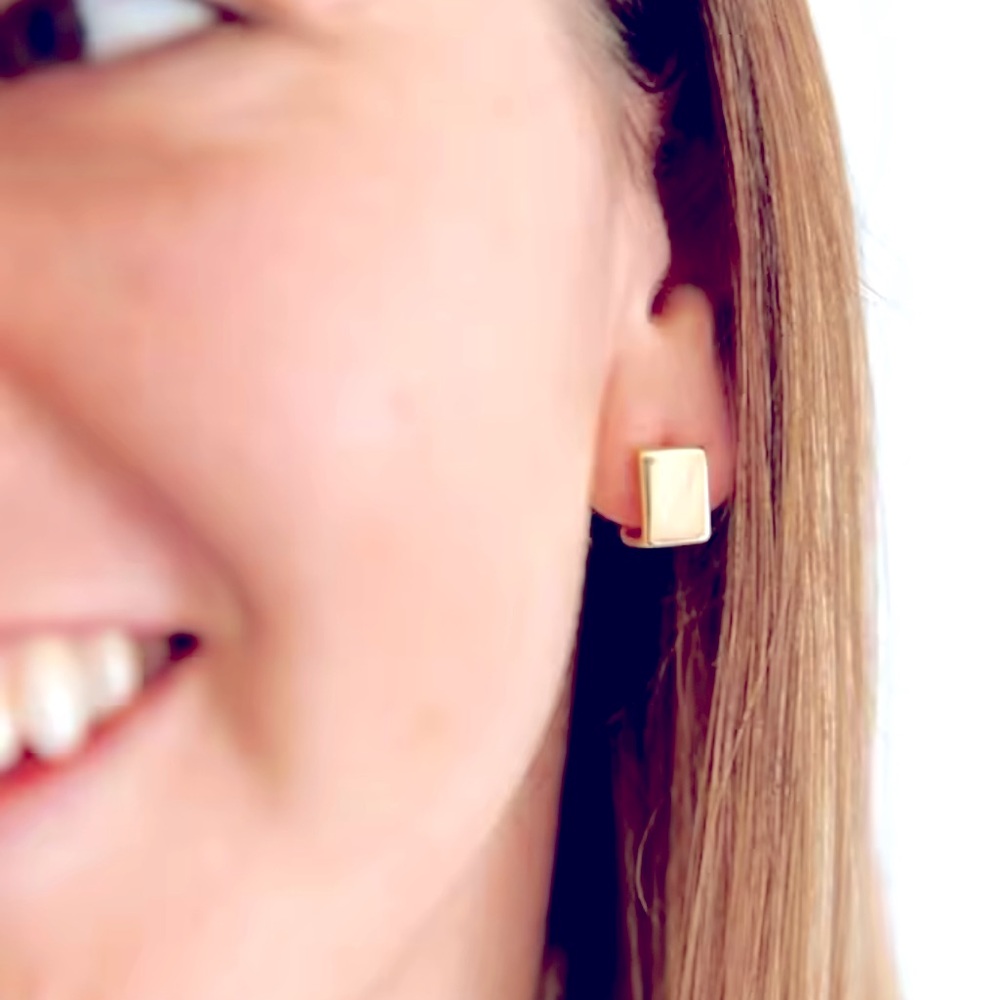 Anthro Squared Huggie Hoop Earrings